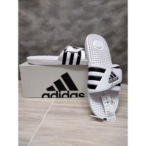 Adidas Adissage Slides Sandal, White/Black Men‎ Size 17, Brand New